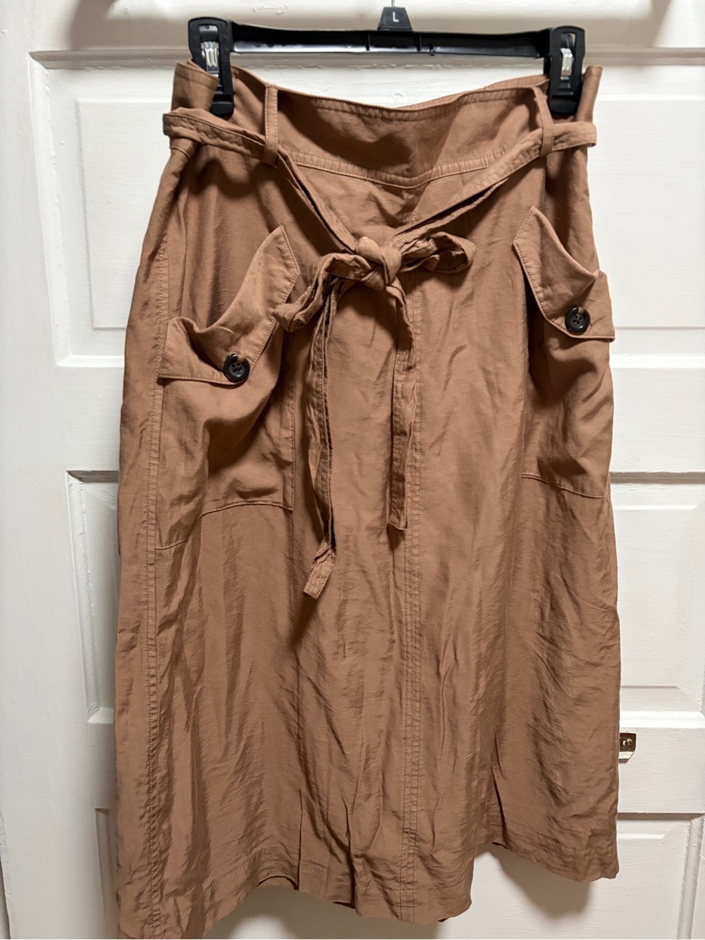 Ann Taylor Tan A-Line Utility Skirt with Tie Waist